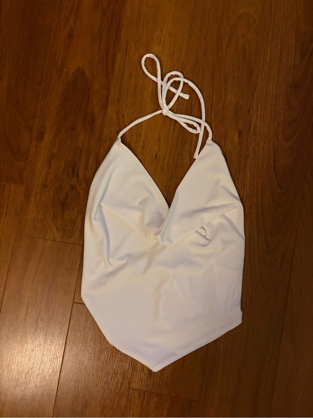 Garage White Cowl Neck Open Back Halter Top S